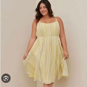 Torrid Yellow Striped Chiffon Midi Dress Size 6X